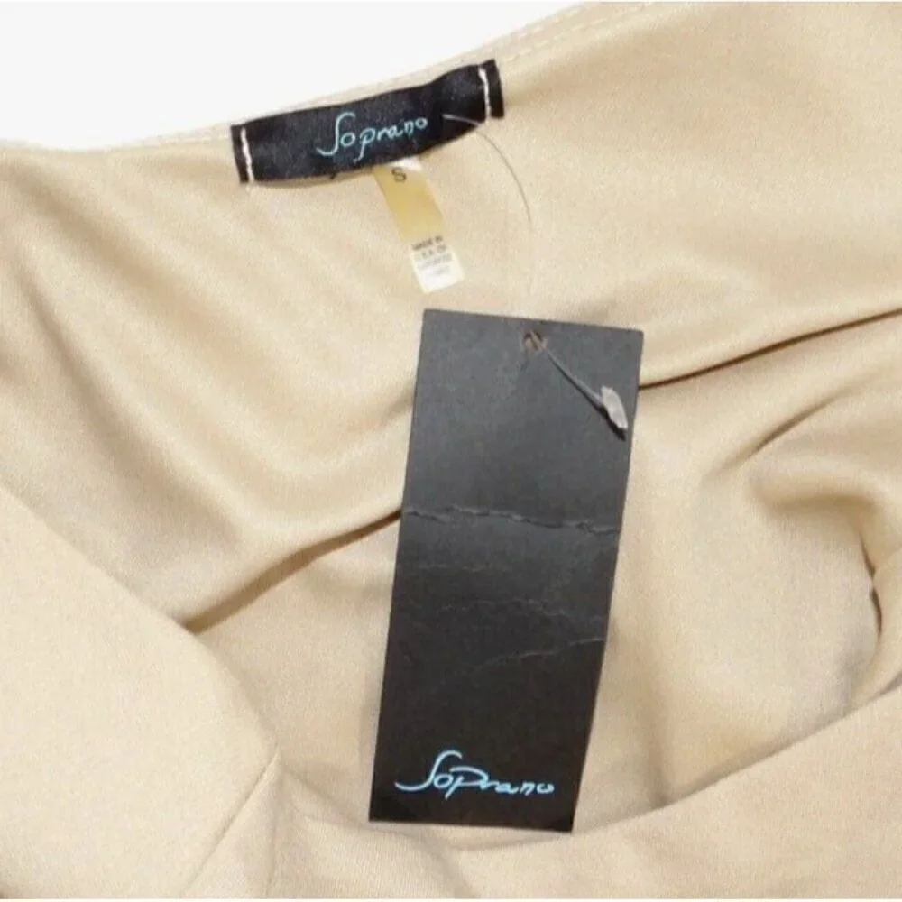 SOPRANO light brown, beige one shoulder dress women's size S, NEW